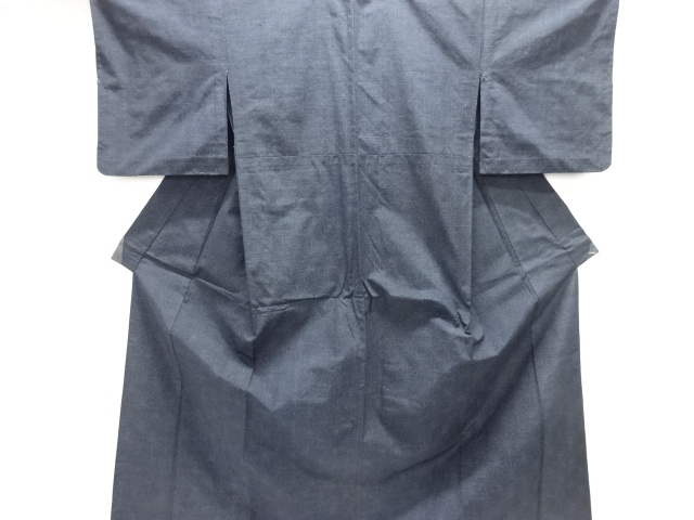 麻の葉織出し手織り紬単衣着物